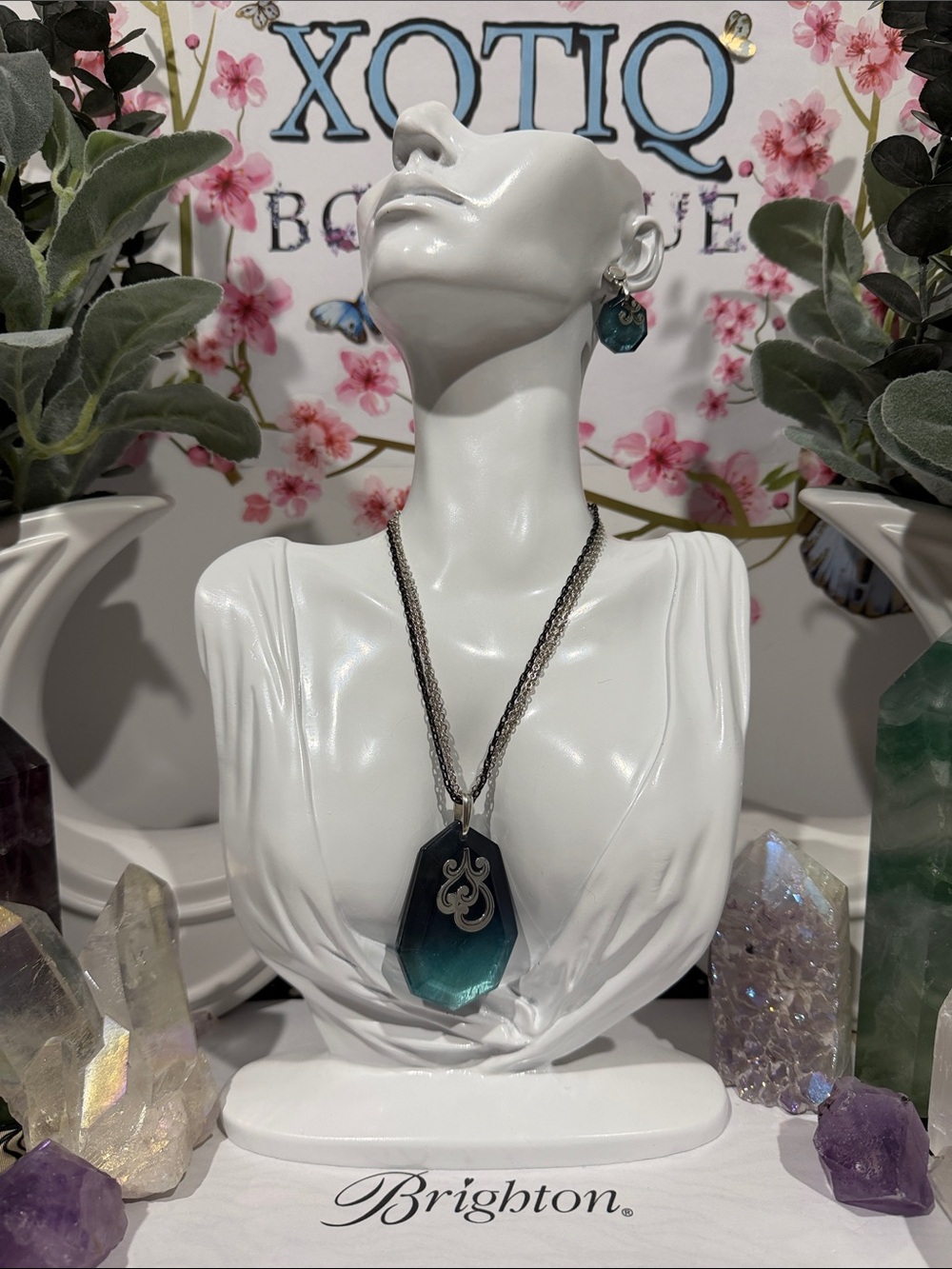 🆕🩵 RARE SET! BRIGHTON ‘Shell Shimmer’ Teal Ombre Pendant Necklace & Earring Set!